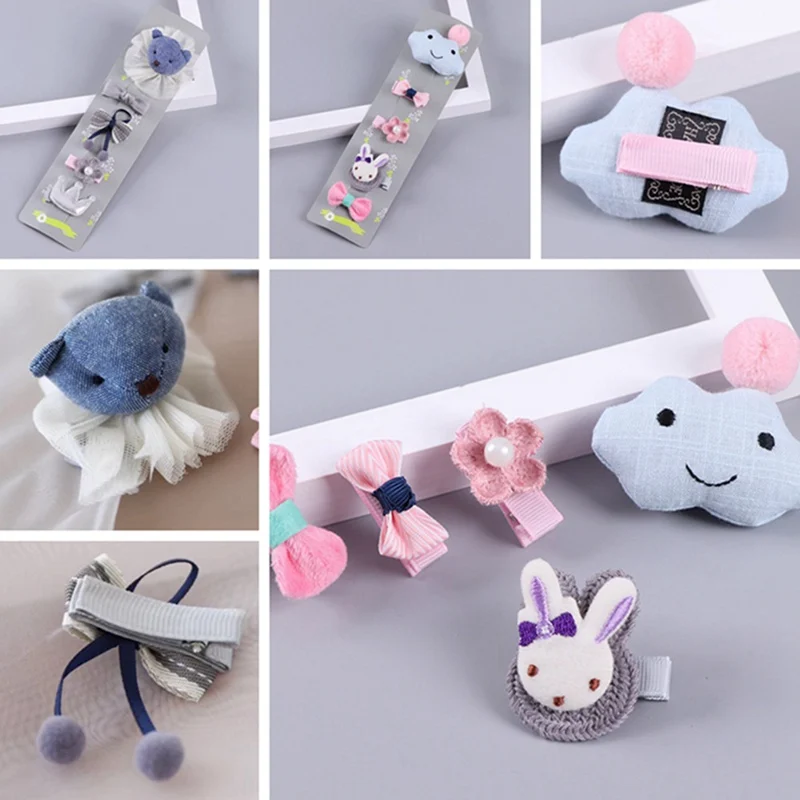 5 шт./упак. Kawaii Заколки для волос с рисунками из мультфильмов в виде короны, банта звезда заколки для волос для девочек, женские аксессуары для волос