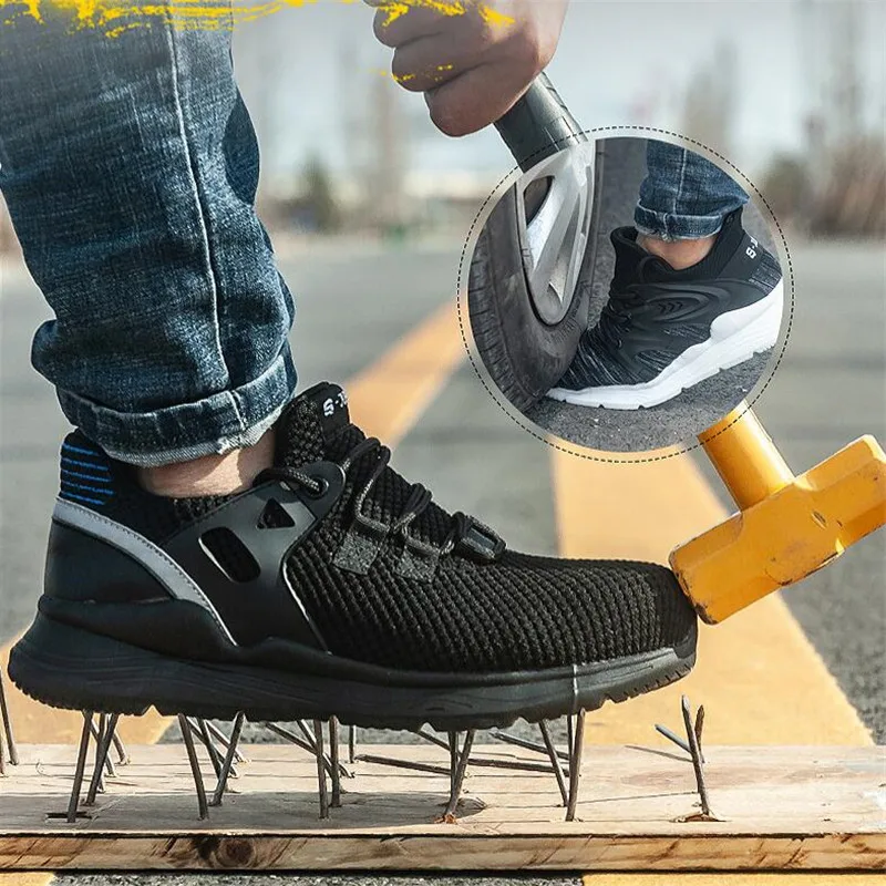 

Lightweight Steel Toe Work Shoes for Men Breathable Non-slip Safety Sneakers Male Indestructible Puncture Proof Industrial Shoes