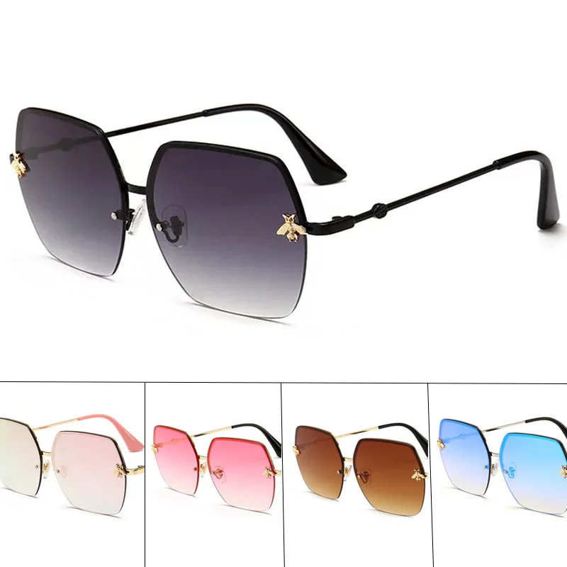 

2020 Trending Square Metal Eyewear Honey Small Bee Gradient Women Sunglasses Brand Designer Driving Female Sun Glasses Goggles