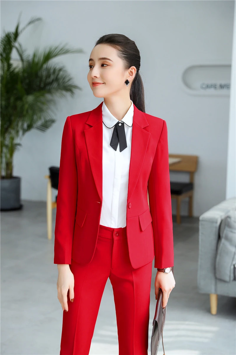

Formal Uniform Styles Pantsuits for Women Business Work Wear with Pants and Jackets Coat Ladies Professional Work Wear Blazers