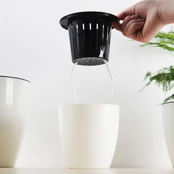 

Creative Automatic Watering Succulent Plant Pots Round Plastic Flower Pot Self-Watering Planter For Home Office Garden 11cm