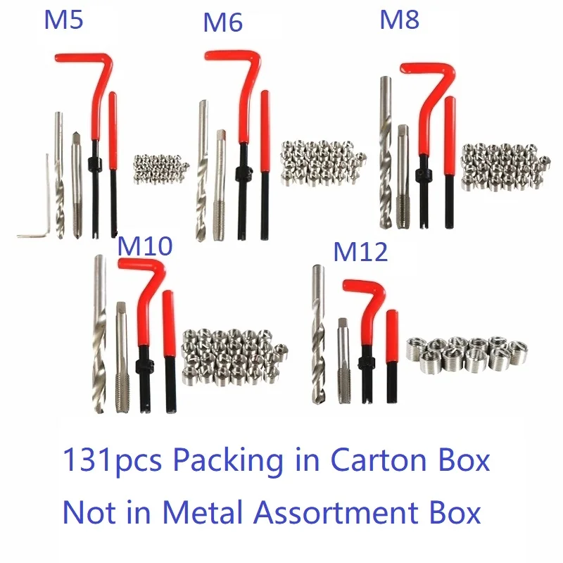 131 pcs M5 M6 M8 M10 M12 Car Engine Block Restoring Damaged Thread Repair Tool Kit for Helicoil Car Repair Tools Coarse Crowbar afbeelding