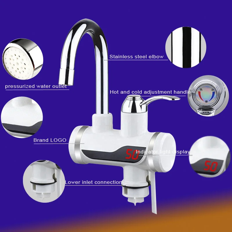 Новейший проточный Мгновенный водонагреватель для крана, Мгновенный водонагреватель для кухни, кран для горячей воды, светодиодный, цифровой, с европейской вилкой