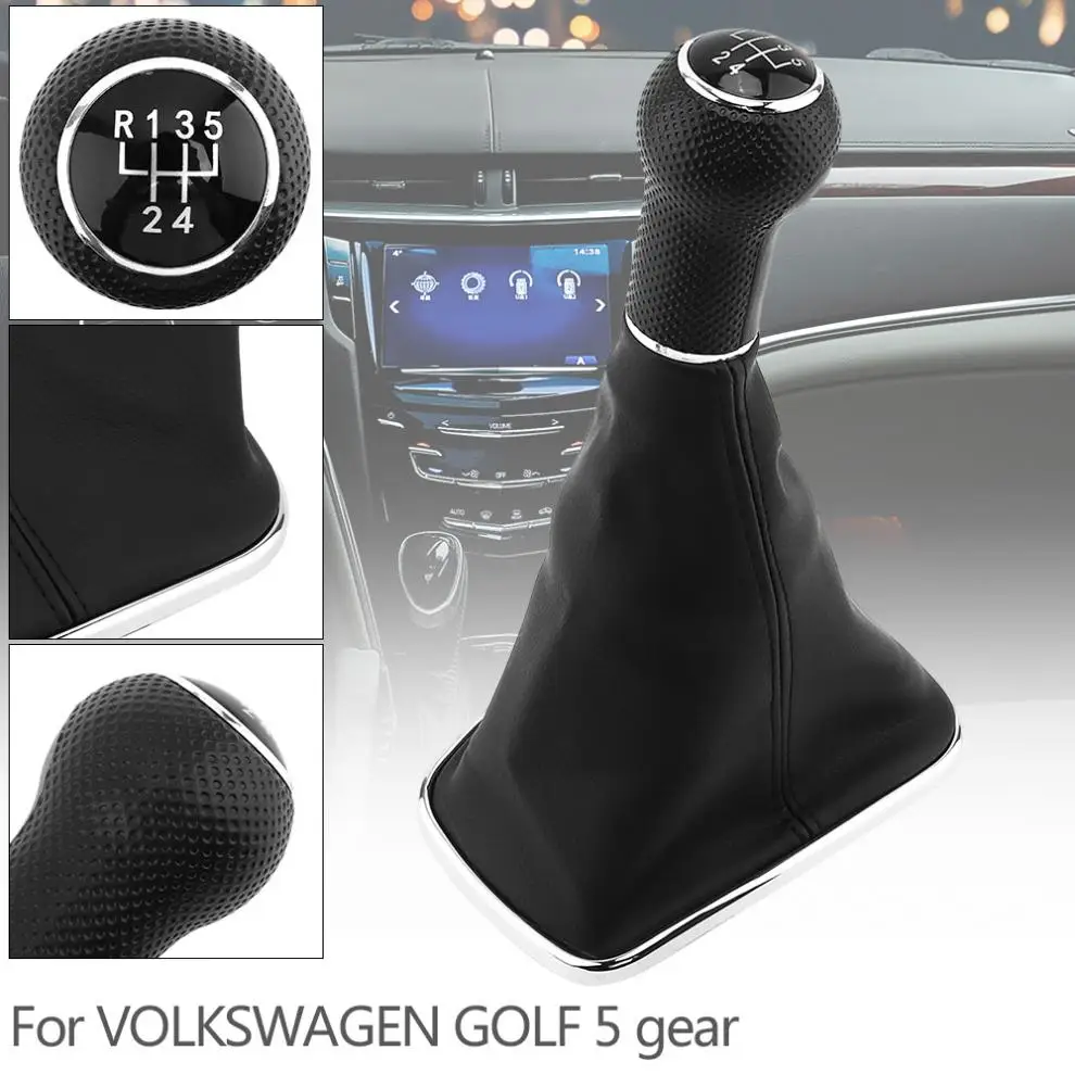 

Car Manual 5 Speed Gear Shift Knob Gearshift Shifter with Dust Cover Fit for VW/Golf/GTi/MK4/R32/Bora/MK4/Jetta 5 Gear Models