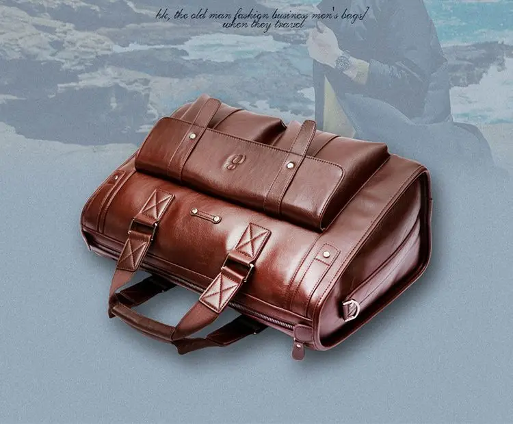 Weysfor Men PU Leather Black Briefcase Business Handbag Messenger Bags Male Vintage Shoulder Bag Men's Large Laptop Travel Bags