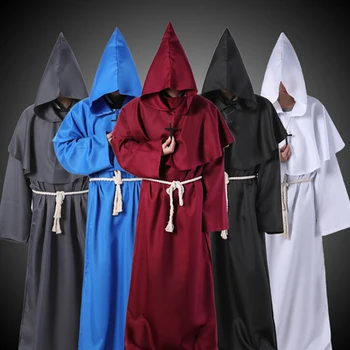 

Monk Hooded Robes Cloak Cape Friar Medieval Renaissance Priest Men Robe Clothes Halloween Comic Con Party Cosplay Costume