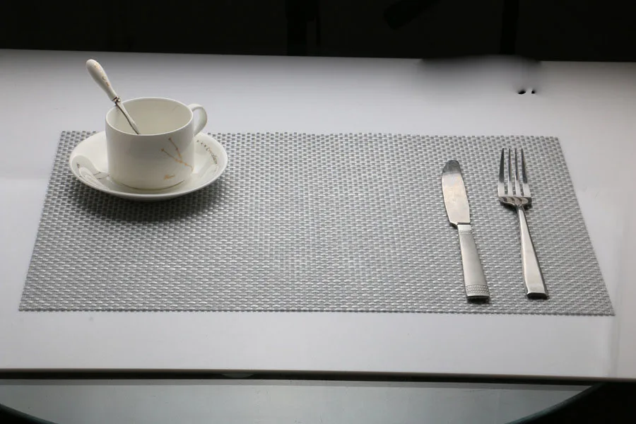 Light Gray 30x45 см тканый коврик для стола нескользящий грязеотталкивающий жаростойкий кухонный Обеденный Скатерть моющийся домашний Декор ПВХ настольные салфетки - Цвет: Light Gray