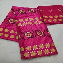 Новое поступление африканская Базен riche ткань с бисером шнур кружевная ткань морская парча ткань для свадьбы HL081405