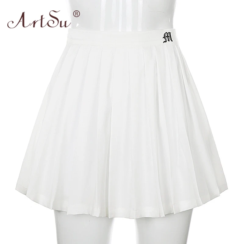 Женская плиссированная юбка ArtSu белый комплект из двух предметов с вышитыми