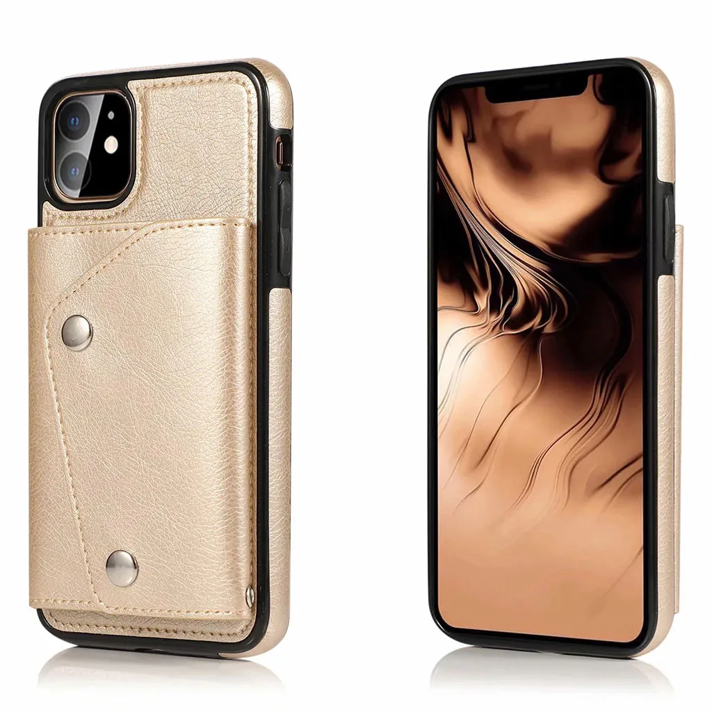 Ретро Чехол из ПУ кожи для IPhone 11 6,1 дюймов, защитный кожаный чехол-кошелек, чехол с подставкой и отделением для карт