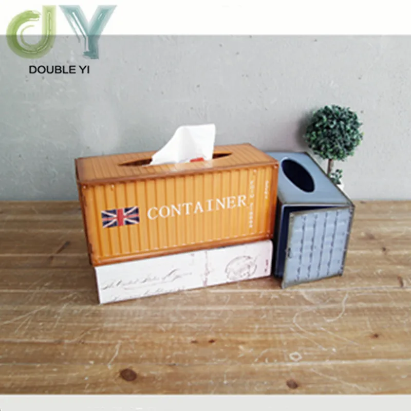Промышленный ветер контейнер коробка ткани дома гостиной рабочего стола украшения ресторана бумажная коробка ретро кованого железа мебель