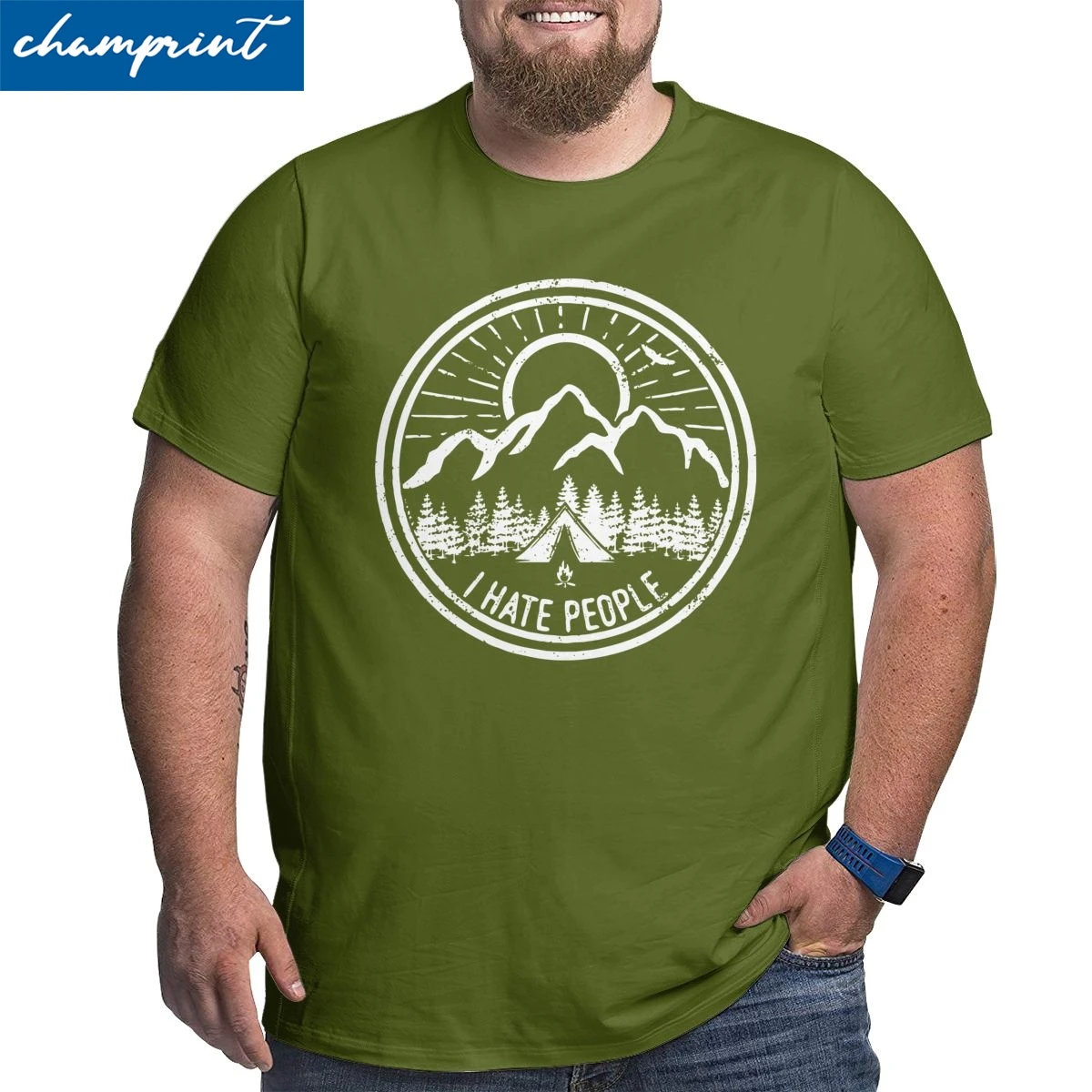 Camiseta de acampada I Hate People para amantes Camping, camisetas de montaña, escalada, senderismo, camisetas altas grandes, ropa de gran tamaño 4XL 5XL 6XL|Camisetas| - AliExpress