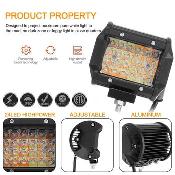 

DHBH-2Pcs New 4 Inch 96W Led Work Light Led Bar Light for Motorcycle Tractor Boat Off Road 4Wd 4X4 Truck Suv Atv