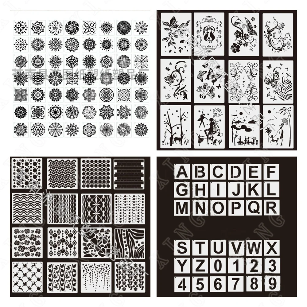 

English Digital Fauna Flora Geometry Diy Embossing Paper Card Template Craft Layering Stencils for Walls Painting Scrapbooking