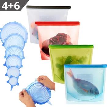 

Silicone Storage Bag Silicone Stretch Lid Reusable Silicone Food Storage Bag Lids For Food and Bowl Covers Cooking Fresh Bags