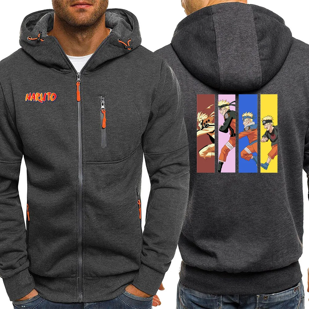 Japan Anime Autumn 2019 New Hoodies Sweatshirt Men Jackets Zipper Cartoon Naruto Coat Long Sleeve Casual 1