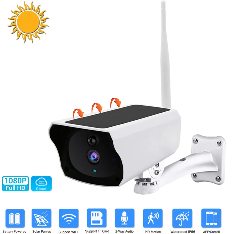 IP-камера видеонаблюдения на солнечной батарее Wi-Fi HD 1080P 2 МП | Безопасность и