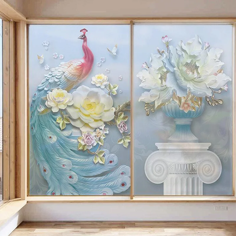 ChicSkin Film D'intimité Arc-en-ciel Pour Fenêtre Motif Attrape-soleil Tropical Décoration De Salle De Bain Feuilles De Palmier Dorées 75 X 200 Cm