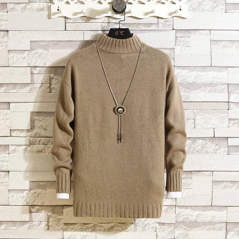 2019 Winter High Neck Thick Warm Sweater Men Turtleneck Brand Mens Sweaters Slim Fit Pullover Men Knitwear Male Solid Pullovers