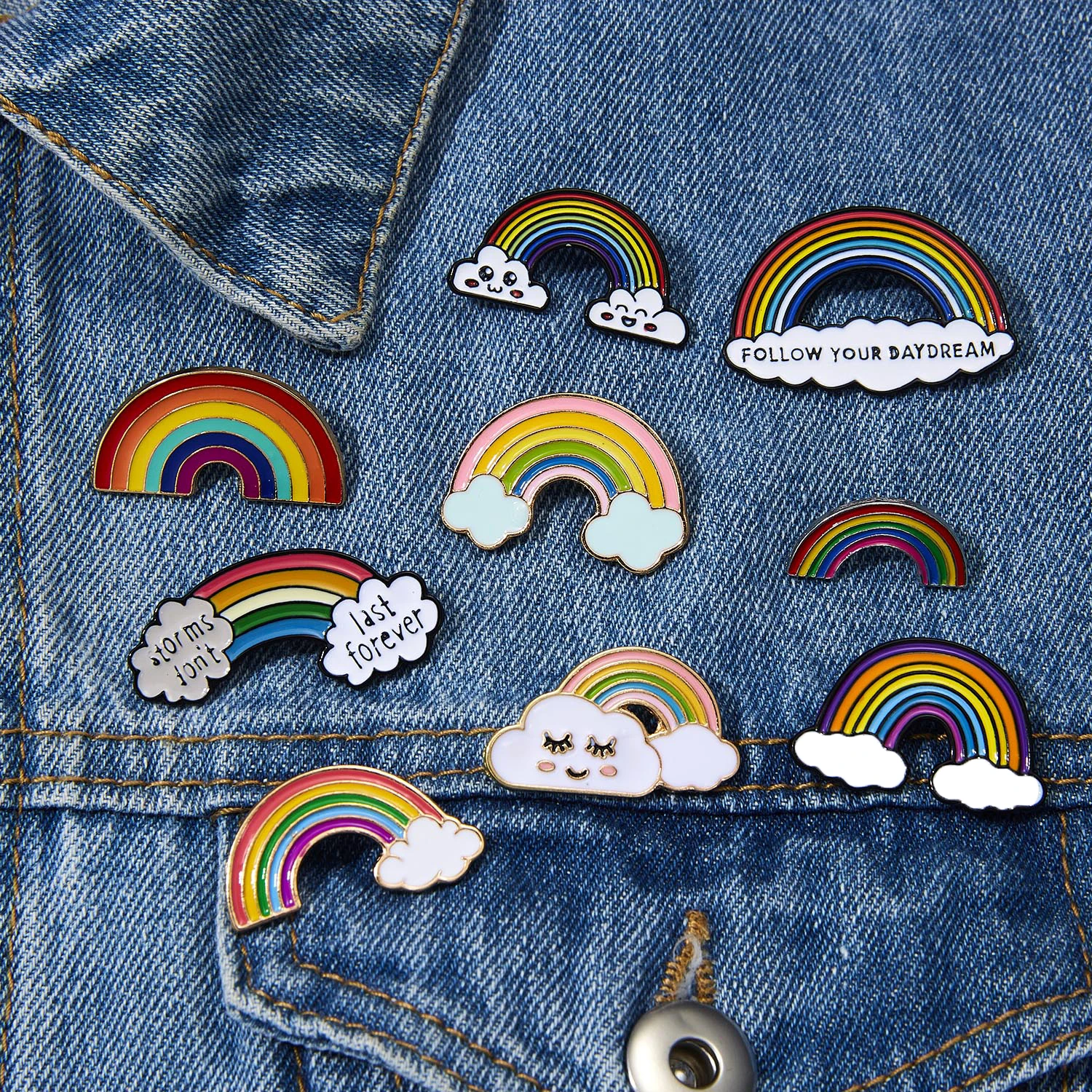 

9 Style Rainbow Flag Heart Small Brooches Badge Colorful Cloud Rainbow Badge Pin Enamel Brooch Clothing Accessory for Women Kids