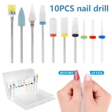 Mèches de perceuse à ongles électrique, fraises pour manucure, pédicure, limes électriques, forets pour enlever le vernis Gel, 10 pièces