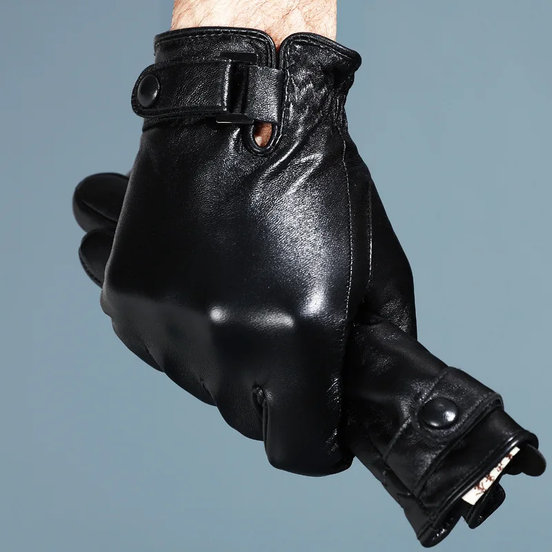 Мужские зимние кожаные перчатки для верховой езды водонепроницаемые ветрозащитные плюс бархатные толстые теплые мужские мотоциклетные перчатки зимние