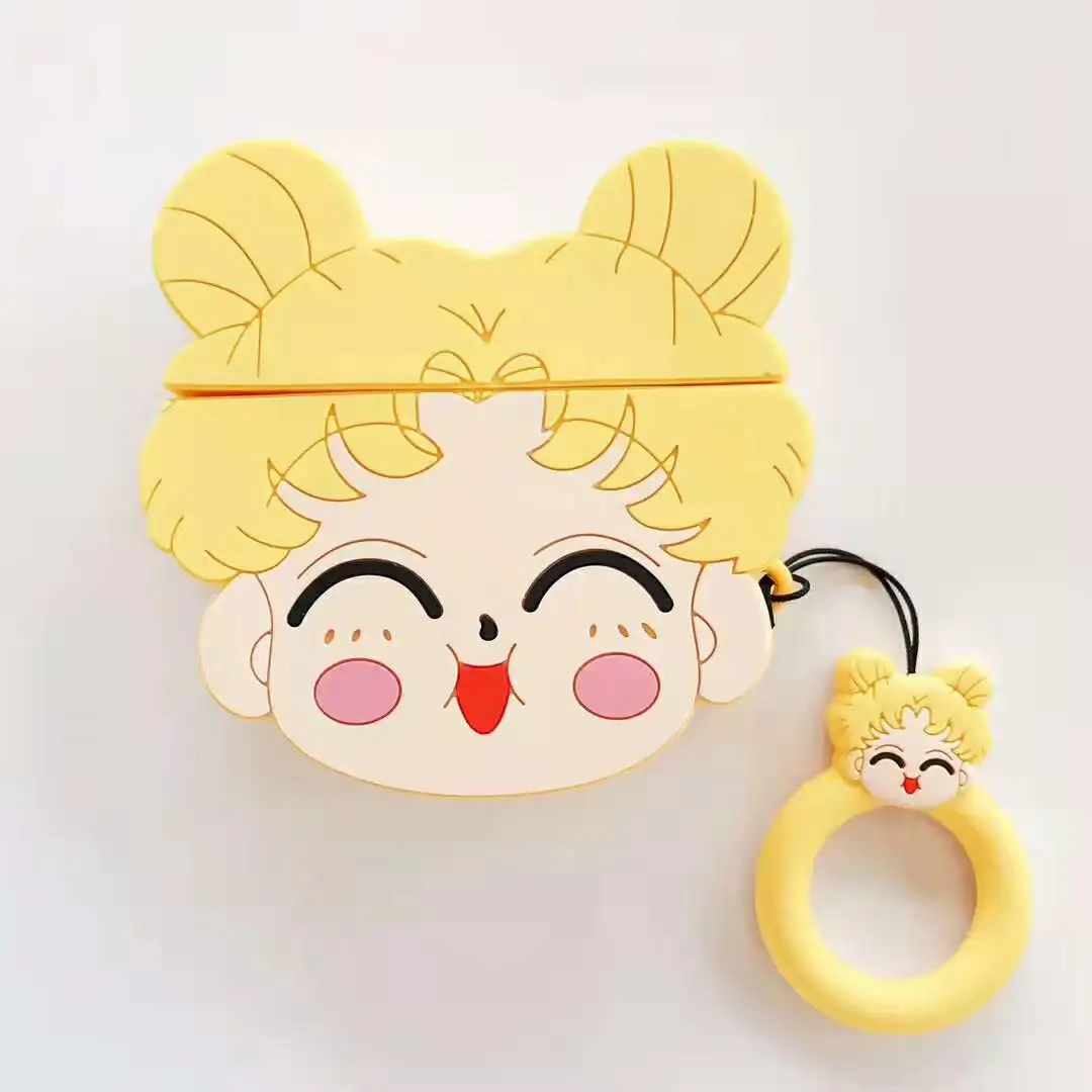 

3D cute Sailor Moon with the same paragraph lanyard headset set for Apple Airpods 1/3 generation Bluetooth soft silicone sleeve