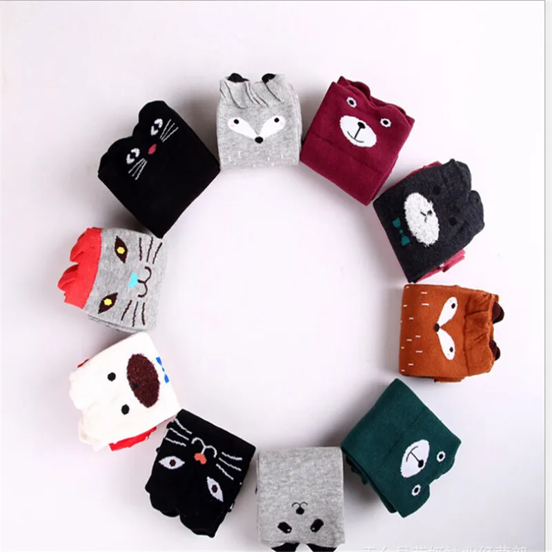 Cotton Cartoon Children's Baby Fox Socks Bear Knee Highs Long Cute Infantil Kids Girls 3-12 Years old 1pcs