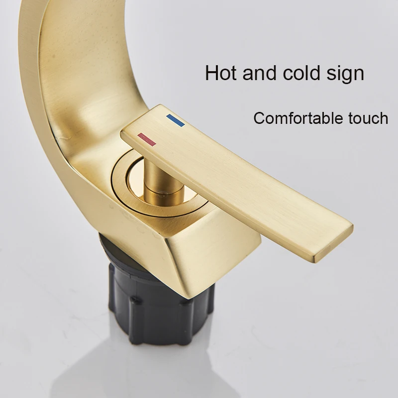 Creative Design Brushed Gold Basin Faucet Washing Basin Mixer Deck Mounted Cold and Hot Bathroom Faucet basin faucet,bathroom faucet