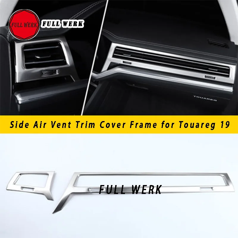 Side Air Vent Trim 304 SS отделка салона автомобиля для Touareg 19 вентиляционное отверстие переключения передач переключатель окна Крышка рамы наклейки аксессуары - Название цвета: Side Air Vent Trim