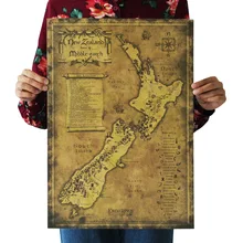 [B272] New Zealand Mysterious Old Maps Retro Kraftpaper Poster Indoor Bar Cafe Decorative Painting
