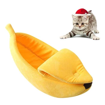 

Banana Cat Bed House Cozy Breathable Banana Puppy Cushion Kennel Warm Indoor Portable Pet Basket Mat Beds For Cats & Dog S-XL
