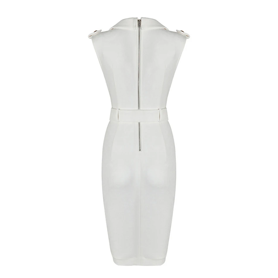 Женское вечернее платье без рукавов облегающее на пуговицах с V образным вырезом