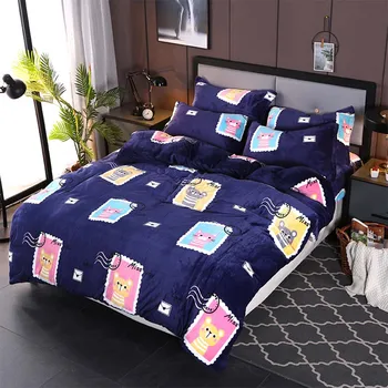 

YanTing Pastoral Style Bedding Flannel Thickening Warm Duvet Cover Home Textiles Keep Warm Winter Coral Velvet Quilt Cover