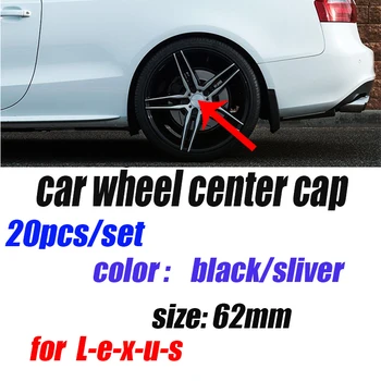 

Free Shipping 20Pcs ABS Black/Silvery 62mm 6.2cm Auto Wheel Center Cap Covers Wheel Hub Cap for Lexus Car Accessorie