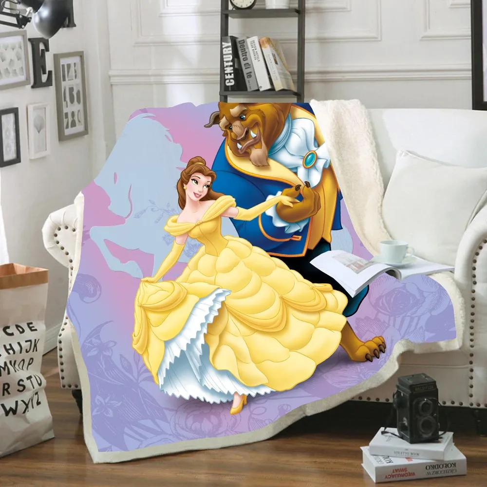 Disney Princess Beauty and Beast Blankets Plush Blanket Throw for Sofa Bed Cover Single Twin Bedding Baby Girls Children Gift