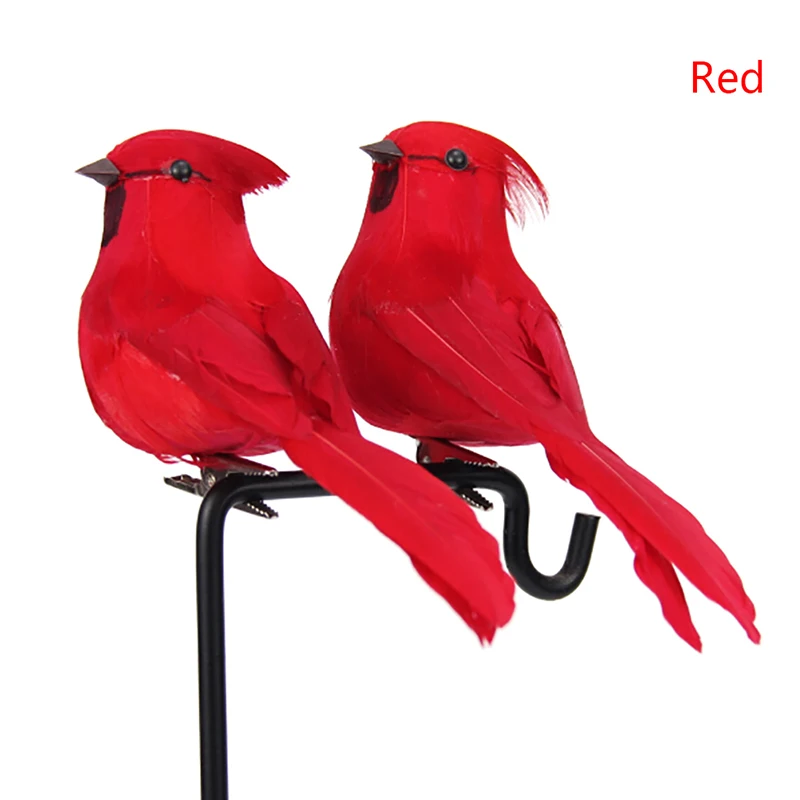 1pc Creative Foam Feather Artificial Parrots Imitation Bird Model Home Outdoors Garden Wedding Decoration Ornament DIY Party Use - Цвет: Red