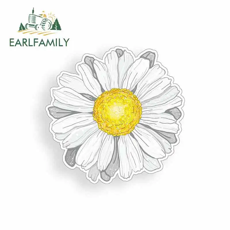 

EARLFAMILY 13cm x 13cm For White Daisy Flower Car Stickers Decals Fashion Occlusion Scratch Waterproof VAN Decoration