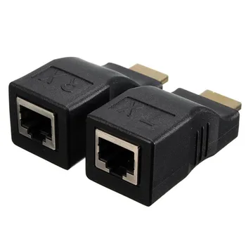 

Hot HDMI Extender 4k RJ45 Ports LAN Network HDMI Extension Up To 30m Over CAT5e / 6 UTP LAN Ethernet Cable For HDTV HDPC 1 Pair
