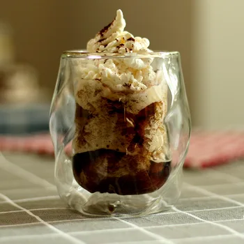 

160ML Creative Double Glass Coffee Cup Modern Style Insulated Milk Breakfast Mugs New Thread Double Glass Cup Cafe Drinkware