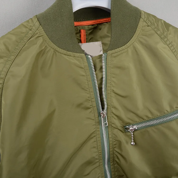 

European Sheet Women's Autumn New Style Green Jacket Neckline Thread Common Style Stand Collar Baseball Uniform Coat