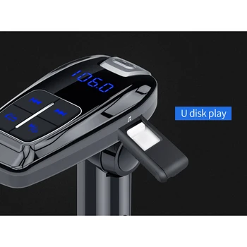 

Newly FM Transmitter Bluetooth 5.0 Handsfree Car Kit TF U Disk MP3 Player 18W Type C PD 3.0 USB Fast Charger CTN88