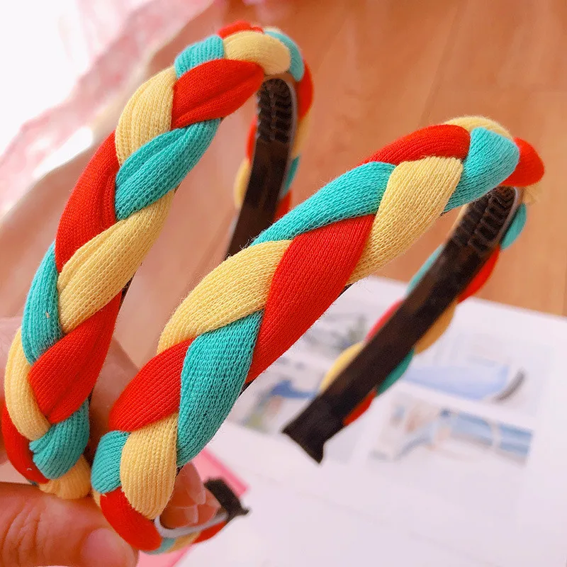 Free shipping Fashion children's color Twist weaving Headbands girl's cute headwear kid's korea style lovely hair accessories