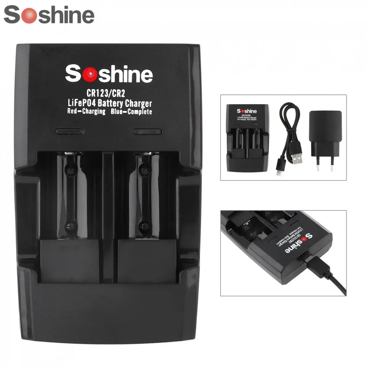 Интеллектуальное Быстрое зарядное устройство Soshine для LiFePO4 Li FePO4 RCR123 RCR2 CR2 16340 17335