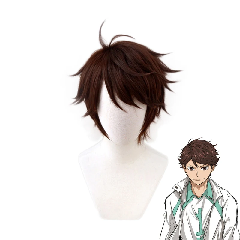 

Haikyuu!! Aoba Johsai Toru Oikawa Tooru Dark Brown Short Wig Cosplay Costume Heat Resistant Synthetic Wigs + Wig Cap