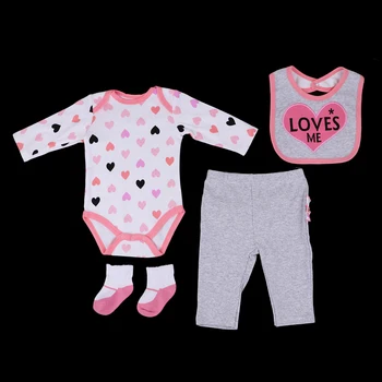 

Lovely Long Sleeve Jumpsuit, Pants Suit Pink Gray for 22-23inchinch Reborn Doll Clothes Accessories