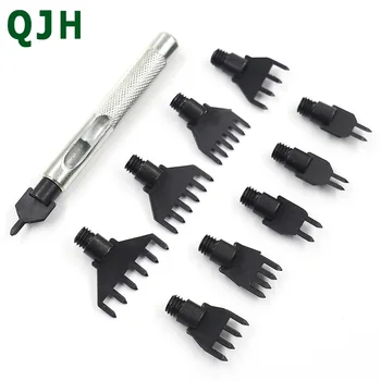 

Stainless Steel Craft Leather Spacing Hole Flat Punch Prong Chisel Punching Tool Stainless steel Leather carving tools