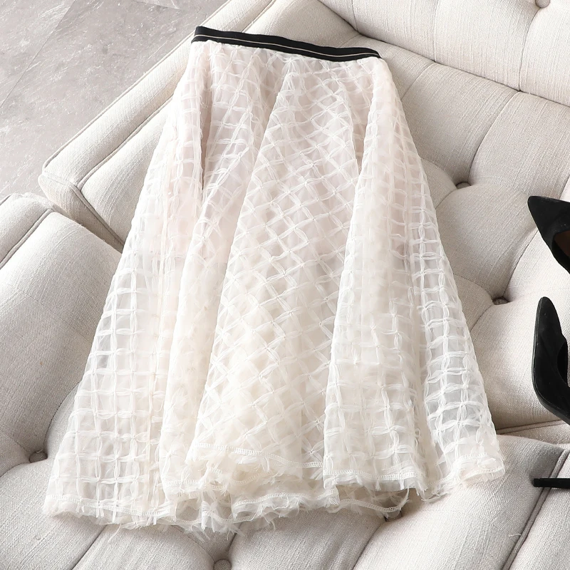 

New Temperament umbrella skirt of tall waist cheng 2020 dust gauze skirts retro 3 c1s410 a line skirt
