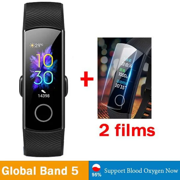 G band5 Black n 2f Умный Браслет huawei Honor Band 5, 4, 0,95 дюйма, трекер, умный OLED, для плавания, водонепроницаемый, Bluetooth, фитнес-трекер, сенсорный экран - Цвет: G band5 Black n 2f