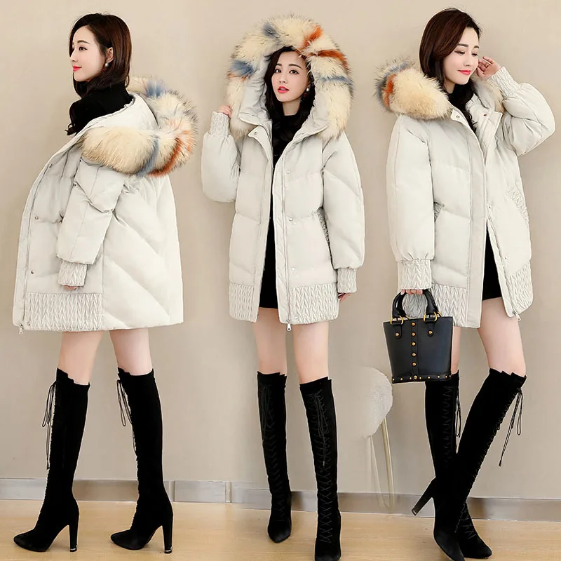 

Down Jacket Cotton-padded Clothes Women's Mid-length 2018 Korean-style New Style Loose-Fit BF Thick down Coat Cotton-padded Jack